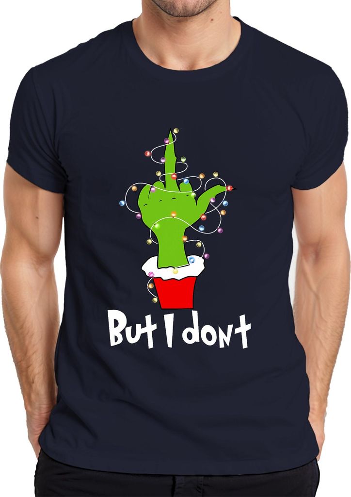 Weihnachtskaktus But I don't frech sarkastisch lustig Geschenk Herren T-Shirt, Navy, XL