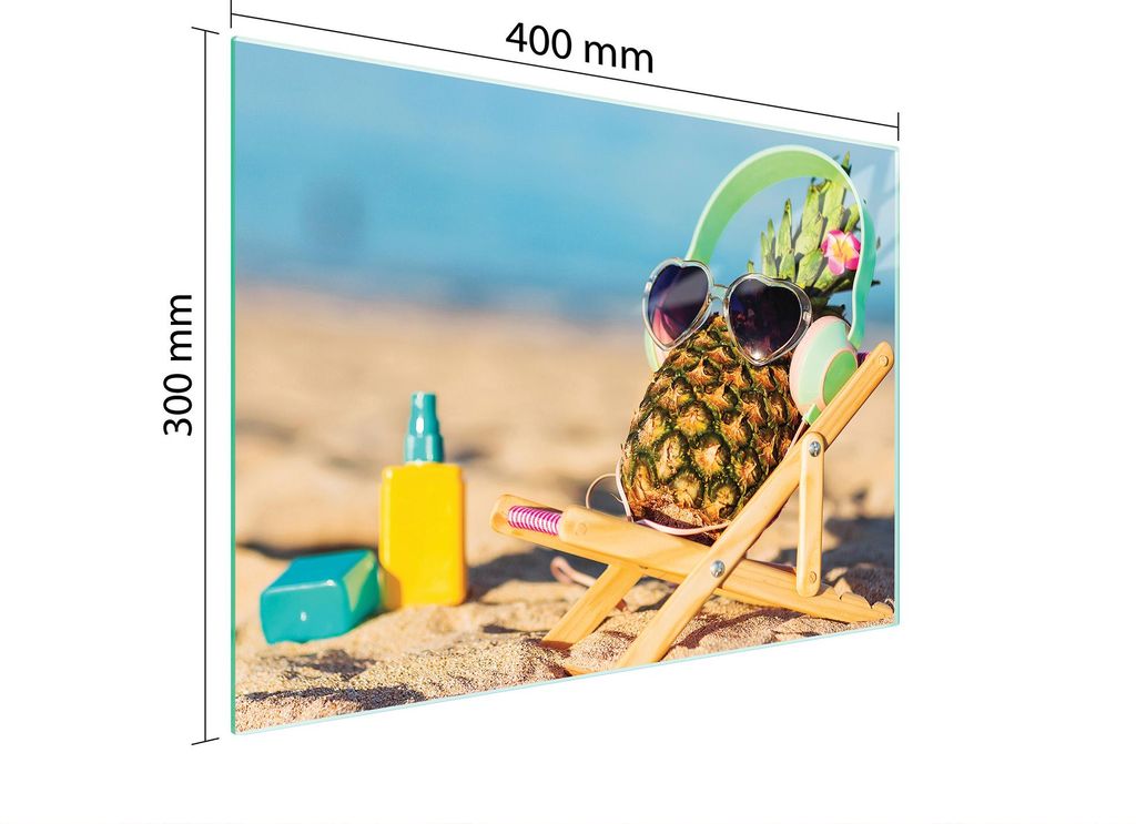 Schneidebrett Herdabdeckplatte Multiglasschneidplatte 40x30 cm Ananas Strand
