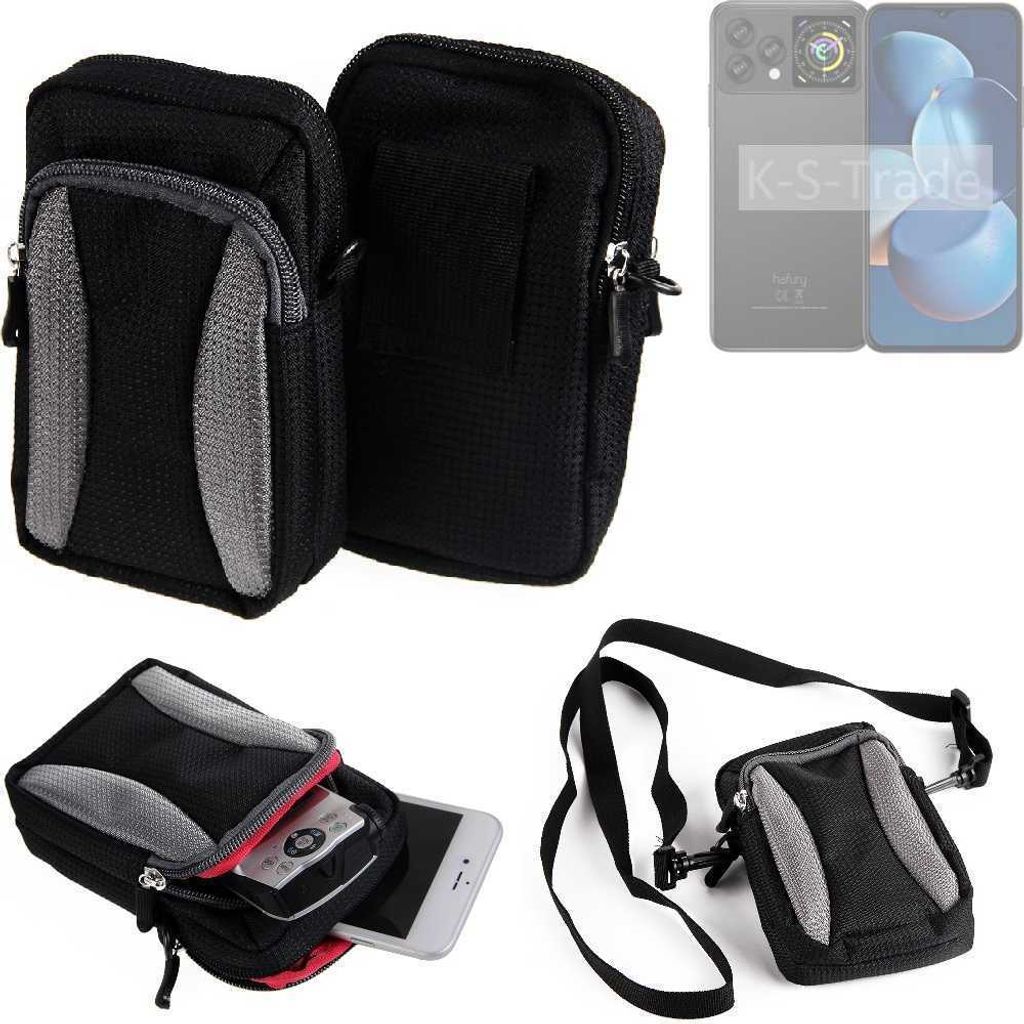 K-S-Trade Holster Schutz Hülle kompatibel mit Hafury V1 Handy Hülle Gürteltasche Umhängetasche mit Zusatzfach schwarz