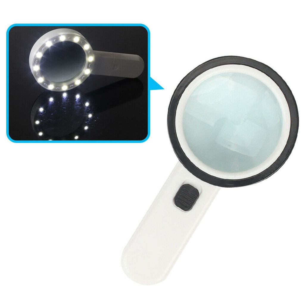 30-fache Lupe mit LED-Lichtleselupe Vergrößerungsglas Juwelierlupe Handlupe NEU