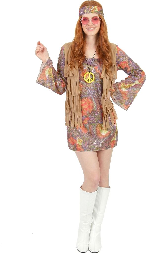 Buntes Hippie-Kostüm für Damen Small Produktbild 