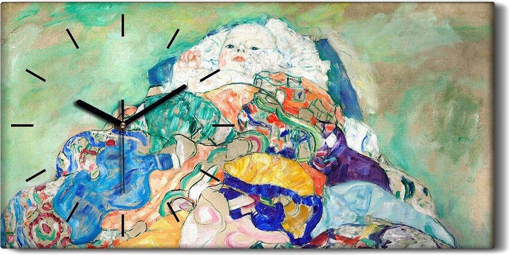 Leinwand Uhr Küche Wohnzimmer Bild Geräuschlos Kunstdruck 60x30 Baby Wiege - schwarze Hände