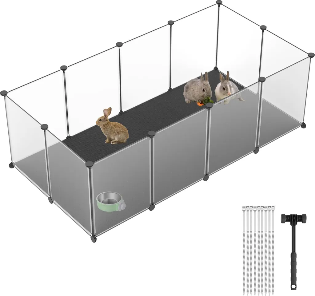 JOIEYOU Enclos pour lapins 12 pièces 30x40cm modulable avec maillet
