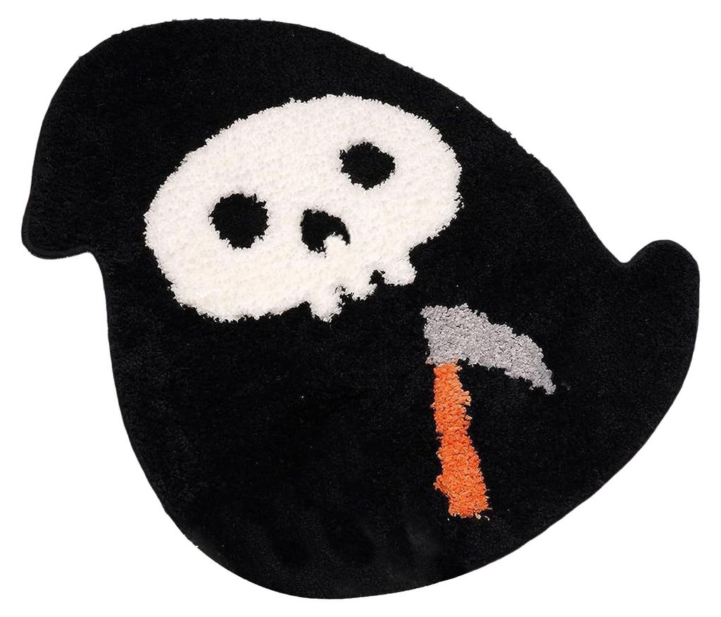 Halloween-Fußmatte „Unwillkommene Fledermaus“ – Gothic-Totenkopf-Geisterteppich für die Haustür – Dekoration für den Eingangsbereich ...