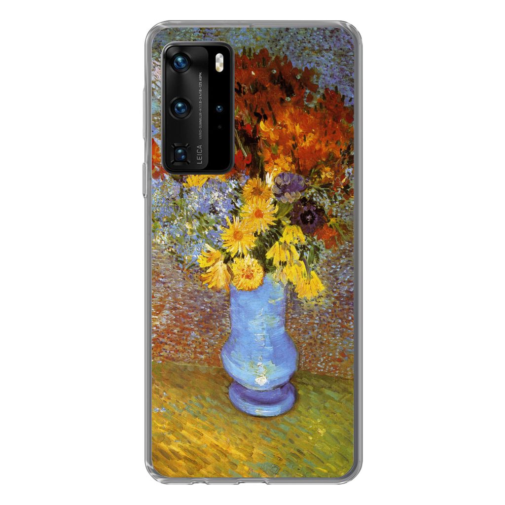 MuchoWow Handyhülle Schutzhülle Hülle für Huawei P40 Pro Vase mit Gänseblümchen und Anemonen - Vincent van Gogh Silikon Softcase Handy Hül...