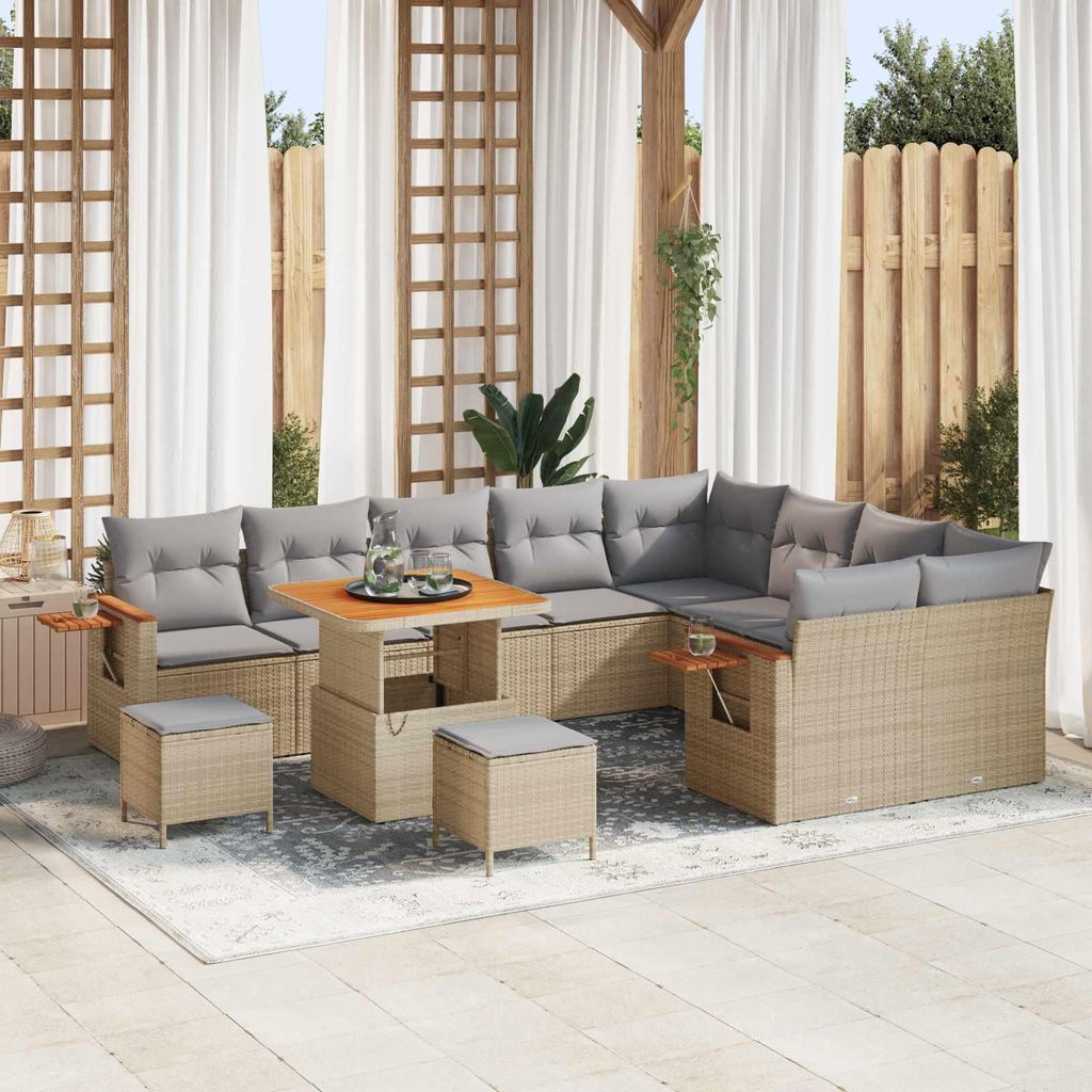 Maison Exclusive - Gartensofa-set 12 pcs Beige Poly-Rattan