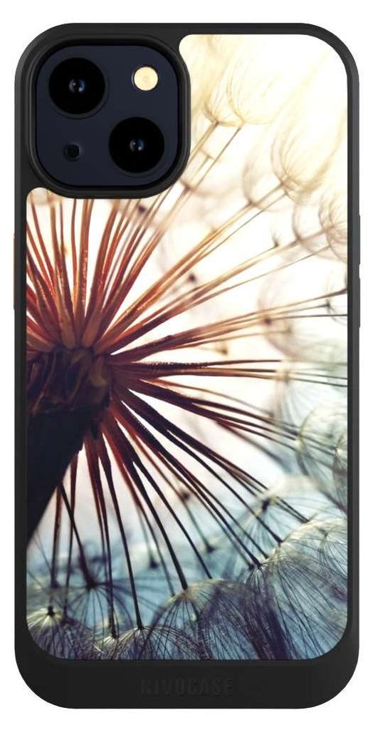 NIVOCASE Hülle für Apple iPhone 14 Handyhülle NIVOcore Case Schwarz Blumen Fotografie Pusteblume