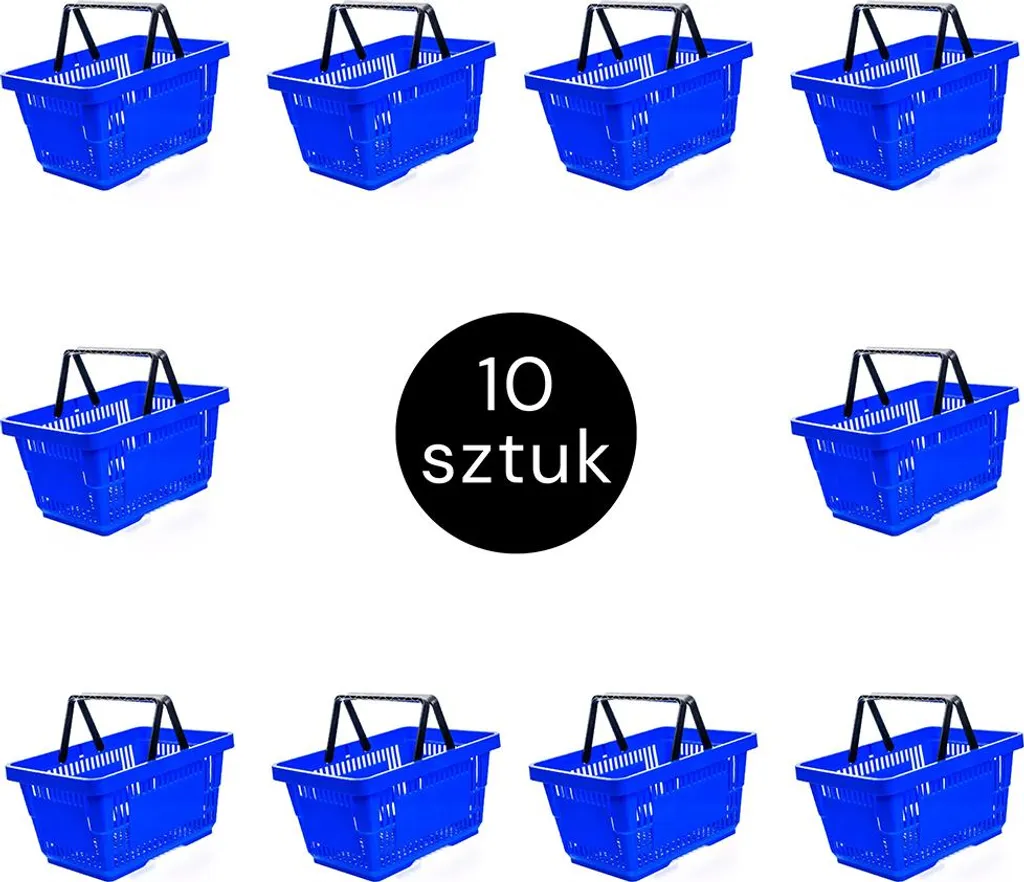 Panier 22L bleu dimensions 43x30x22 cm - Set de 10 paniers de courses légers
