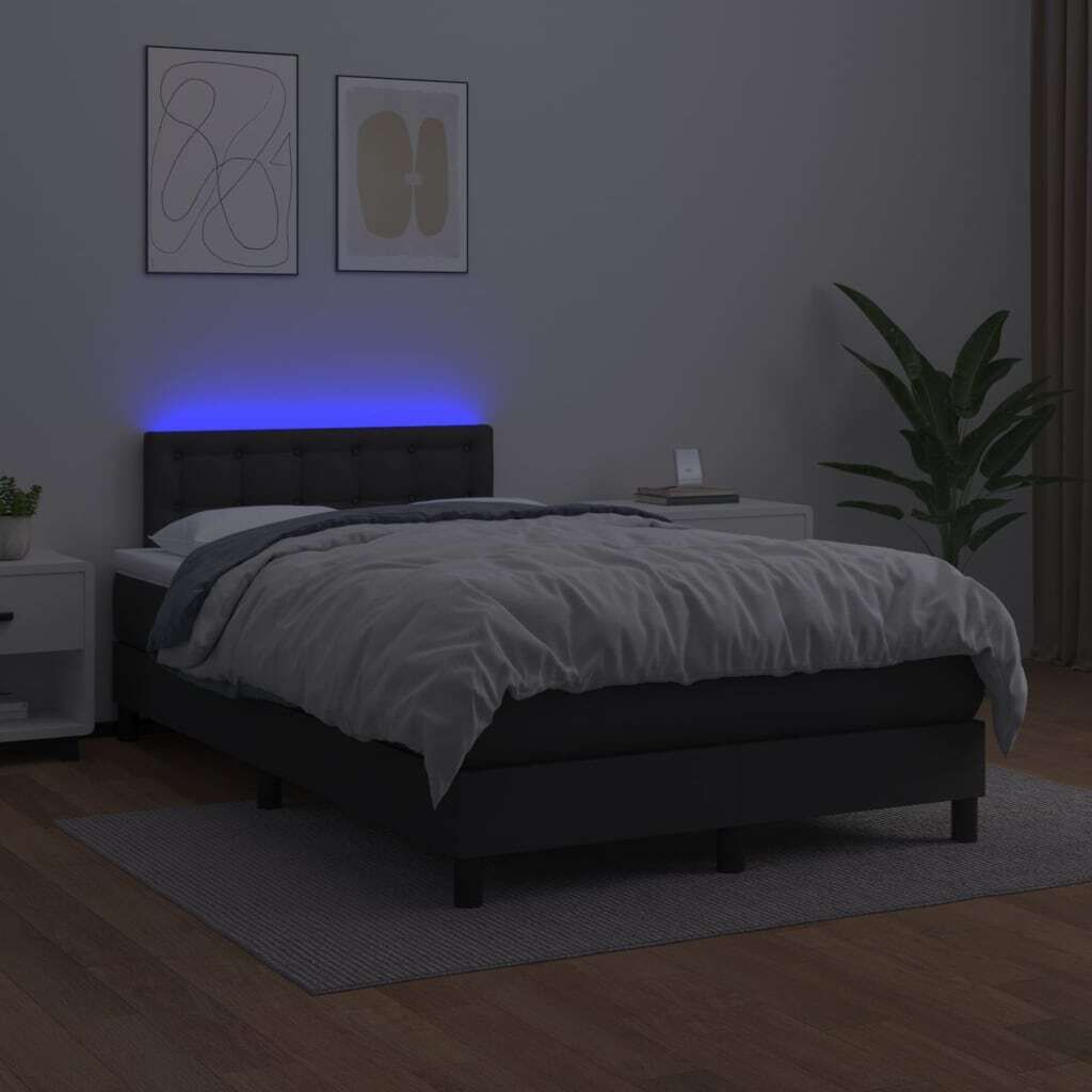 Maison Exclusive - Boxspringbett mit Matratze & LED Schwarz 120x200 cm Kunstleder