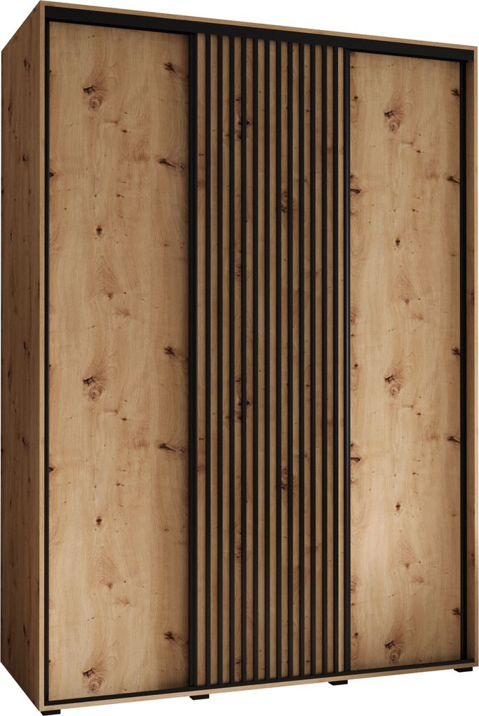 MEBLE KRYSPOL Sapporo 1 Schrank mit 3 Schiebetüren - 205,2x170x60 cm - Artisan Artisan Schwarz