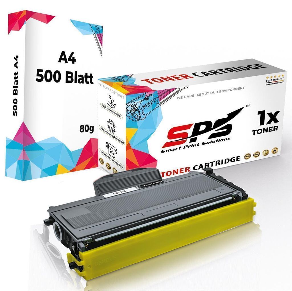 1x Toner TN2120 TN-2120 Schwarz Kompatibel für Brother HL-2140 + DIN A4 Druckerpapier 500 Blatt