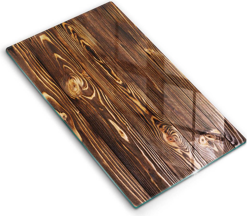 Abdeckung Glas - Küchenabdeckung - 30x52 cm - Abdeckplatte - Holzstruktur
