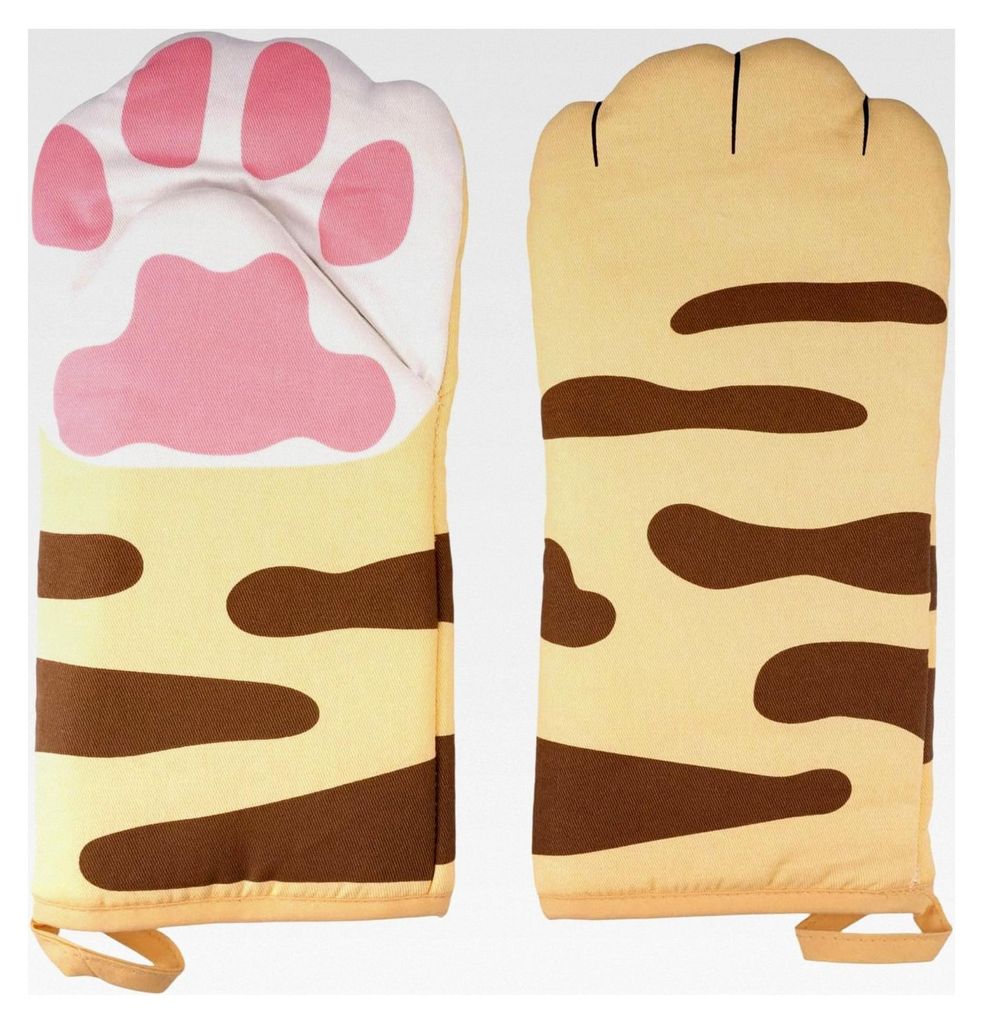 1 Paar Kochhandschuhe Katze, 31x15cm lustige Ofenhandschuhe, hitzebeständig, rutschfest, lange Backhandschuhe, für Kochen, Backen, Grillen
