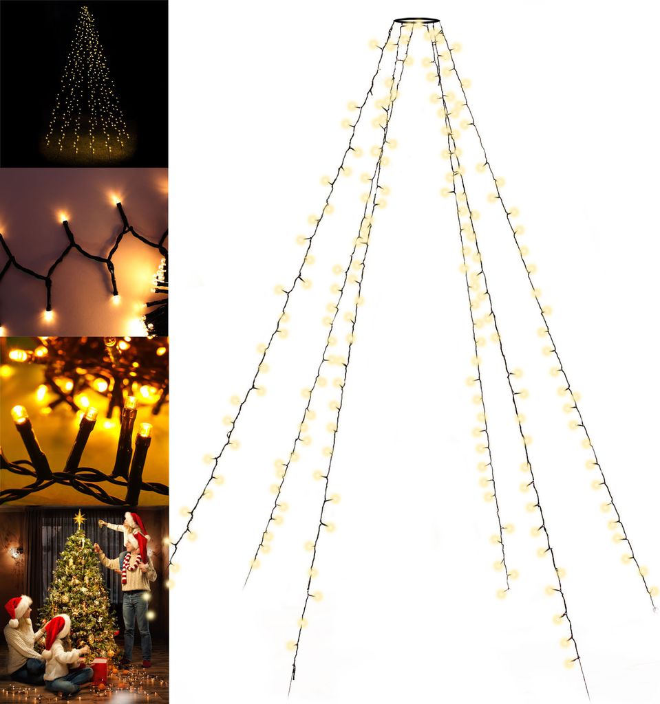 Toboli Christbaumbeleuchtung mit Ring 192 LEDs Warmweiß Produktbild 