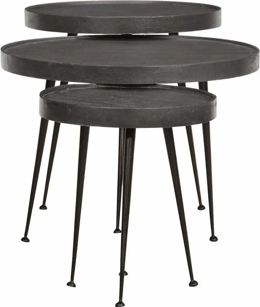 vidaXL Tavolino Basso 3 Pezzi in Legno Nero - Robusto e Duraturo