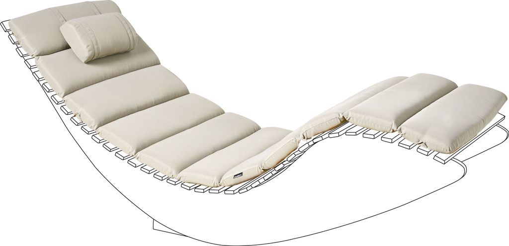 BELIANI Auflage für Gartenliege Taupe Stoff Gesteppt 180x60x5 cm UV-Beständig Modernes Design Liegenauflage mit Kissen und Befestigungsbändern