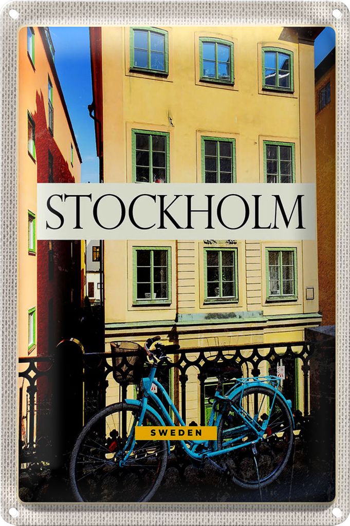 Blechschild Reise 40x30cm Stockholm Schweden Gebäude Reise