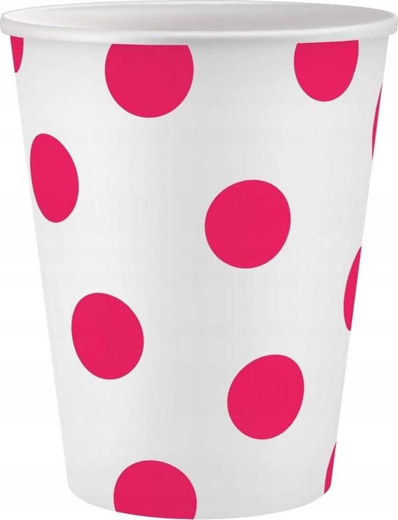 Weiße Pappbecher mit rosa Punkten, 6 St.