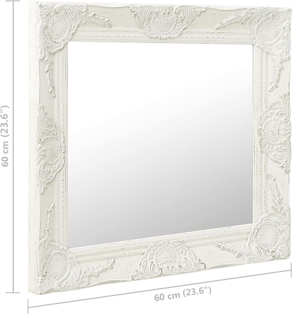 The Living Store Wandspiegel im Barock-Stil 60x60 cm Weiß Produktbild 6