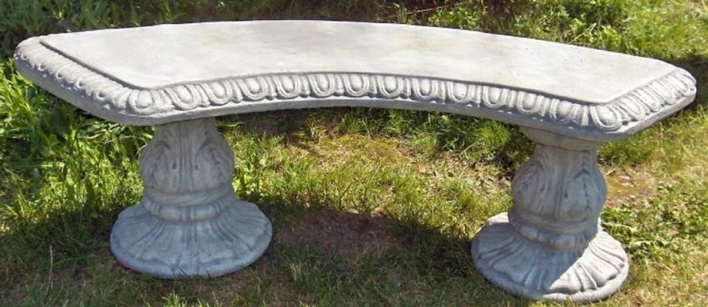 Casa Padrino Jugendstil Stein Gartenbank Grau 156 x 46 x H. 48 cm - Gebogene Garten Sitzbank mit Verzierungen - Stein Garten Bank - Barock & Jugend...