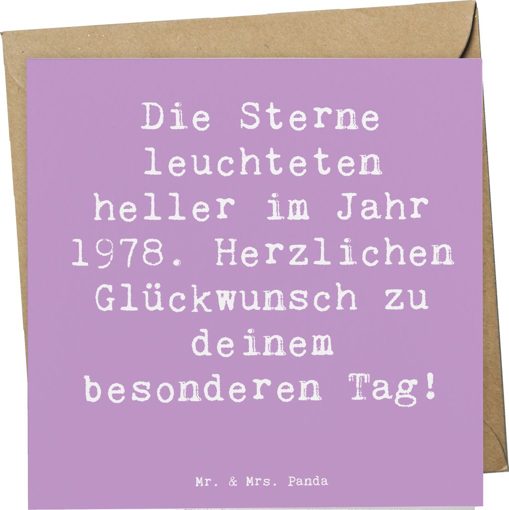 Mr. & Mrs. Panda Grußkarte Spruch 1978 Geburtstag - Lavendeltraum - Geschenk, doppelkarte, anlasskarte, Alter, Geburtsjahr, Klappkarte, 70er Jahre...
