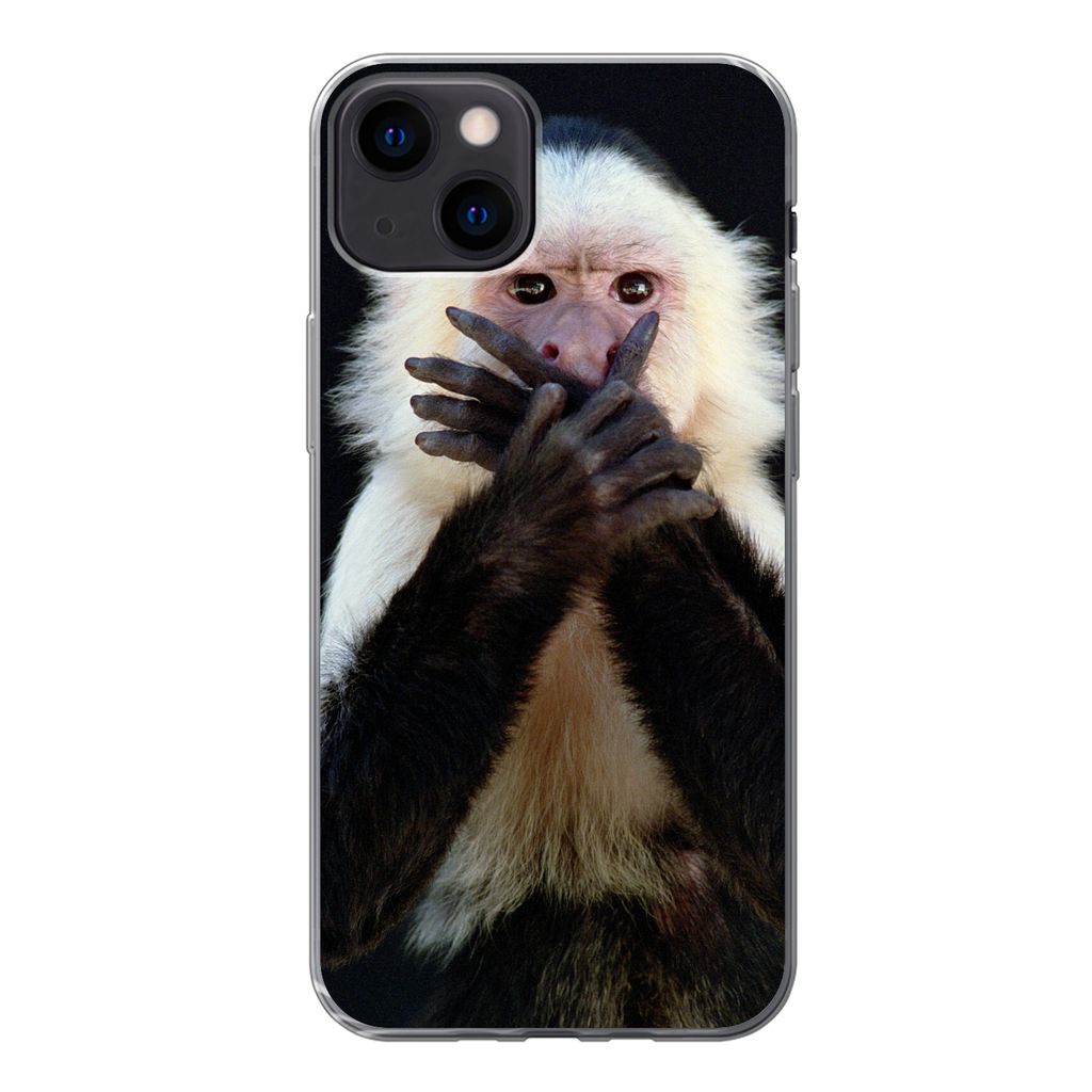 MuchoWow Handyhülle Schutzhülle Hülle für iPhone 13 Affe - Wilde Tiere - Porträt Silikon Softcase Handy Hülle - Karteninhaber