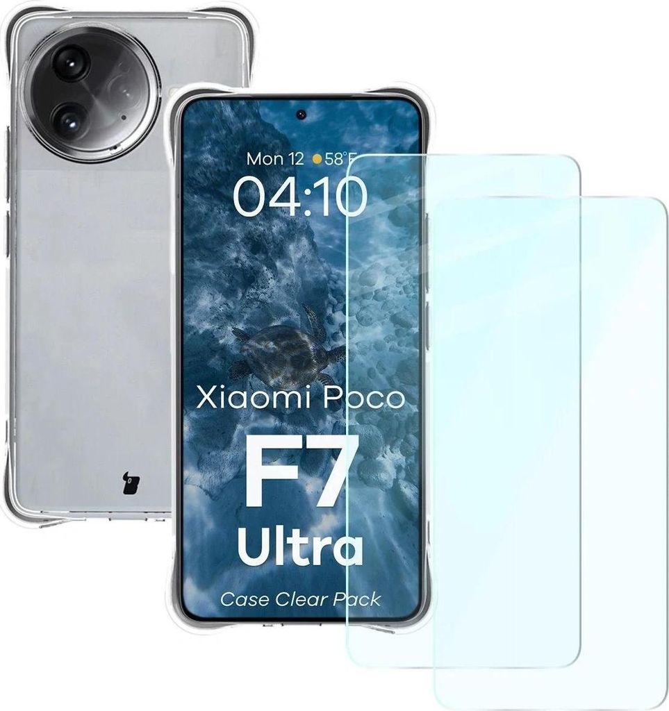 Bizon Case Clear Pack Hülle + 2x Bildschirmglas Xiaomi Poco F7 Ultra