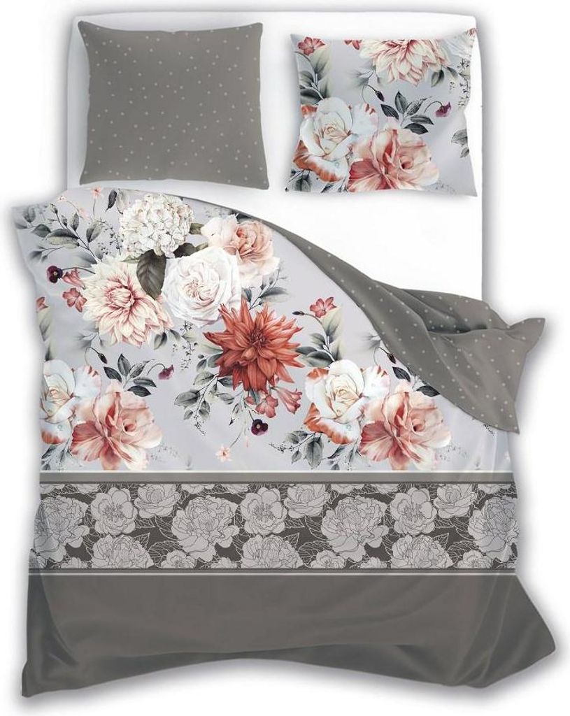 Satin Bettwäsche 160x200 Reiner Satin Bunte Blumen