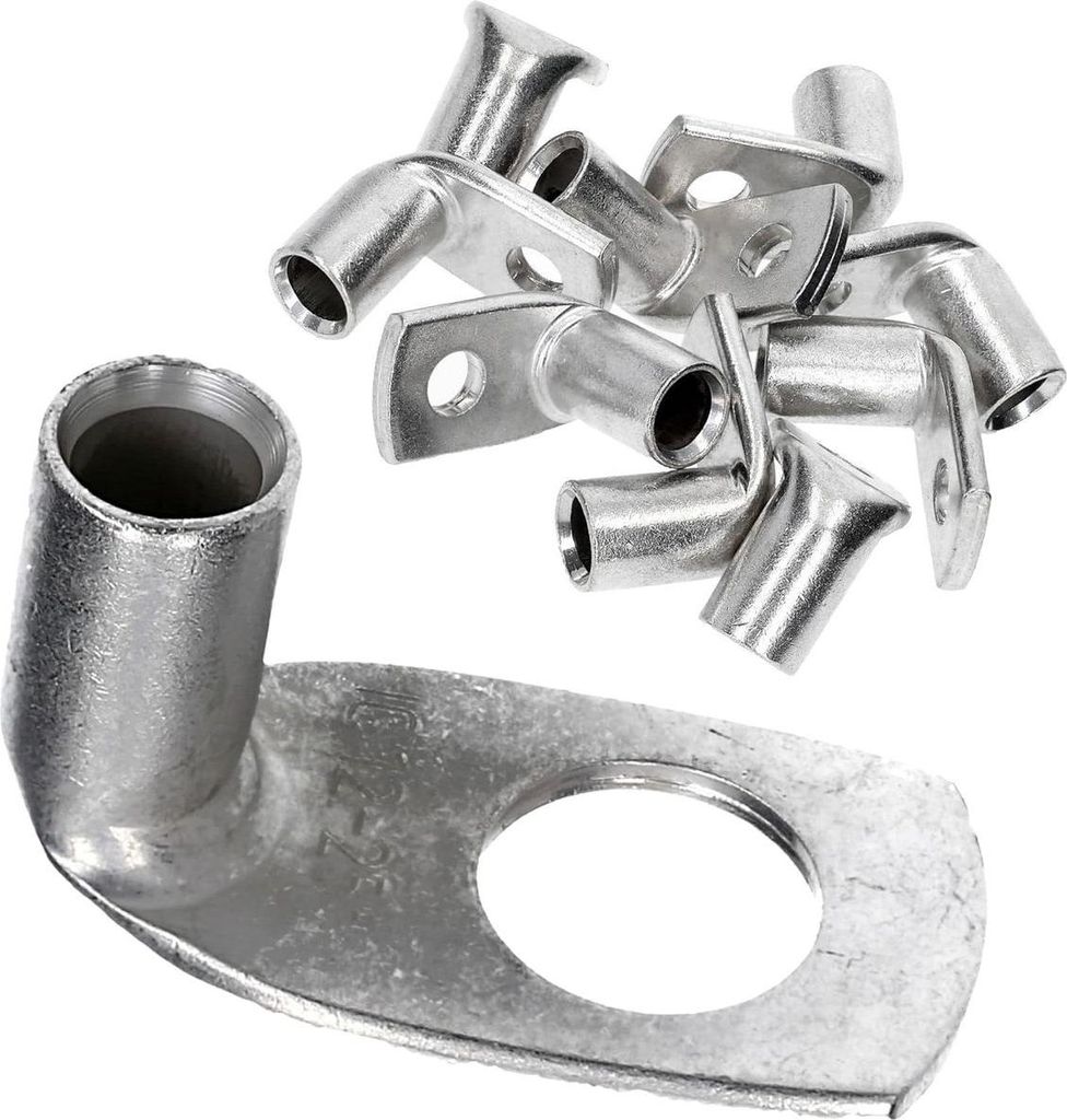 10 Stück Kalitec KA5-L12 Handelsübliche Rohrkabelschuhe gewinkelt 25mm² M12 I ohne Sichtloch I 90° I Germany