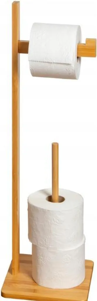 Serviteur de toilette sur pied en bois - Support papier WC moderne Brun