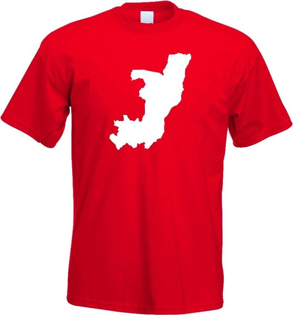 Kiwistar - T-Shirt - rot - Kongo, Republik Umriss Kontur Herren Funshirt Bedruckt Design Sprüche Spruch Motive - mit Motiv Bedruckt - Funshirt Des...