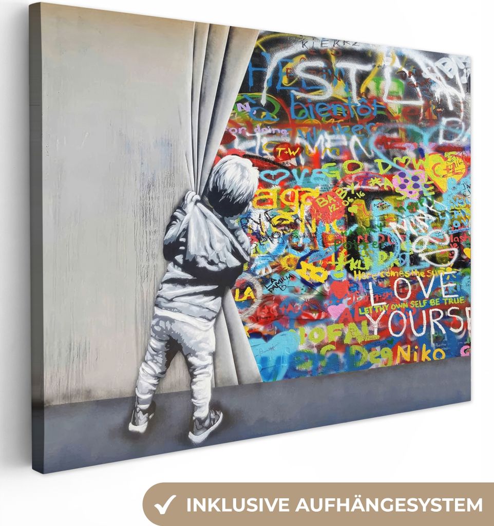 Wanddeko 80x60 cm - Banksy - Junge - Ilussie - Produktbild 