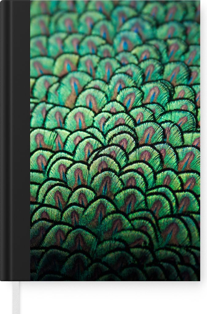 MuchoWow Notizbuch Tagebuch Haushaltsbuch Notebook A5 Pfau - Federn - Muster - Notizblock - Notizheft - Notebook - Schreibblock - Papier