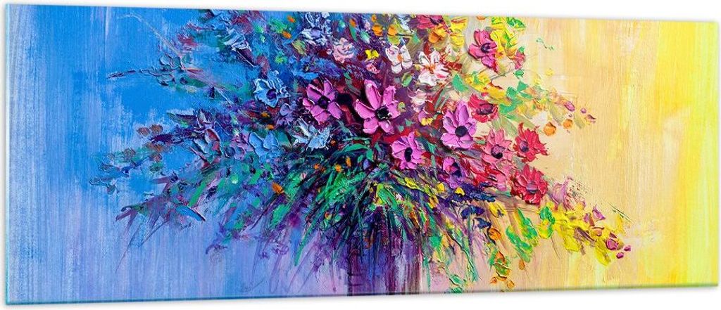 Bilder auf glas - Blumen Vase - 140x50cm - Glasbilder - Wandbilder - Bilder - Kunstdruck - zum Aufhängen bereit - Wanddekoration aus Glas - Glas B...