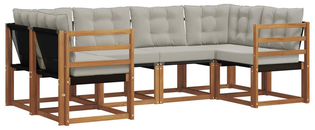 vidaXL Outdoor-Sofagarnitur mit Kissen 6 pcs Natürlich und Hellgrau