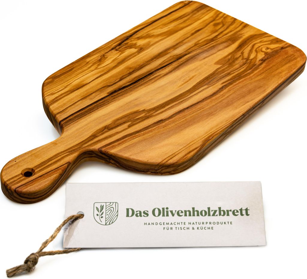 Servierbrett aus Olivenholz, rechteckig, mit Griff 35 cm