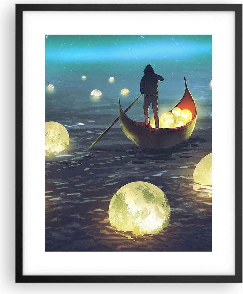 Gerahmtes Poster - Schwarzer Rahmen - Boot Wasser Märchen - Produktbild 