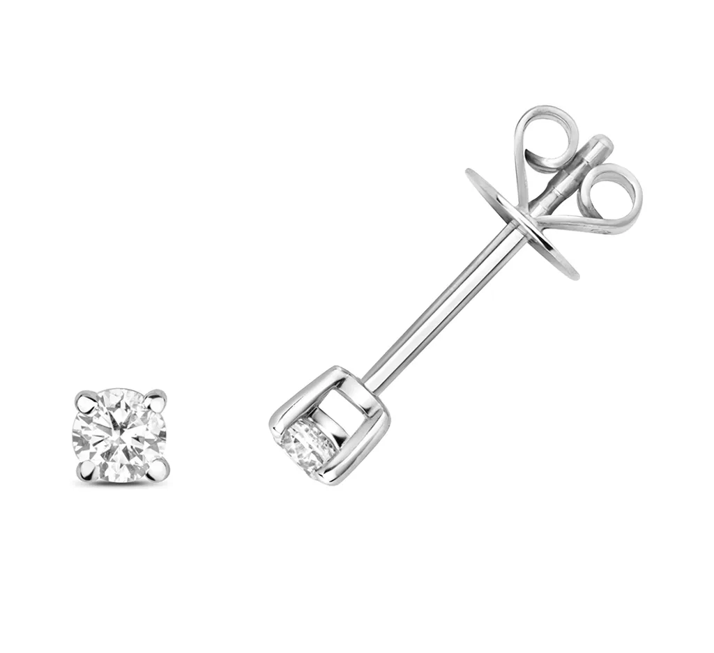 Boucles d'Oreilles Diamant 0.20 Carat Or Blanc 375 TRS27469KW 4mm