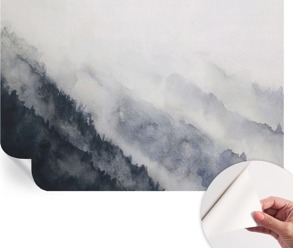 Selbstklebende Wandtapete - Dekorative Tapete für Wohnzimmer - Klebefolie für Wandbilder - Tapetenfolie für Wanddekoration - 104x70 cm - Bergnebel