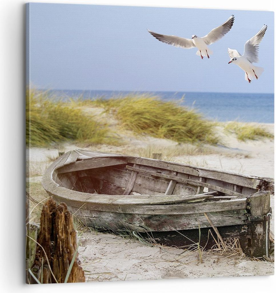 Bild auf Leinwand - Leinwandbild - Einteilig - Strand Möwen Produktbild 