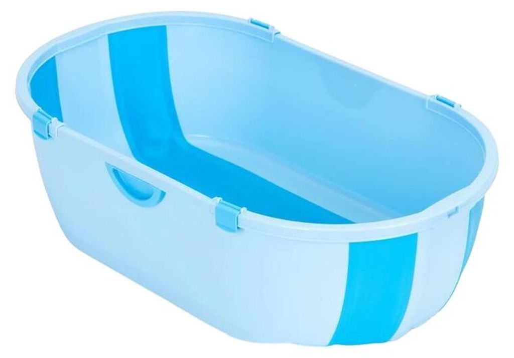 Kinderbadewanne, faltbare Reisebadewanne mit Abfluss, blau, Produktbild 
