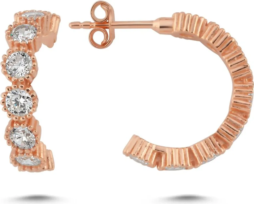 Bijou de Soirée Créoles Argent Rose et Zirconium pour Look Élégant