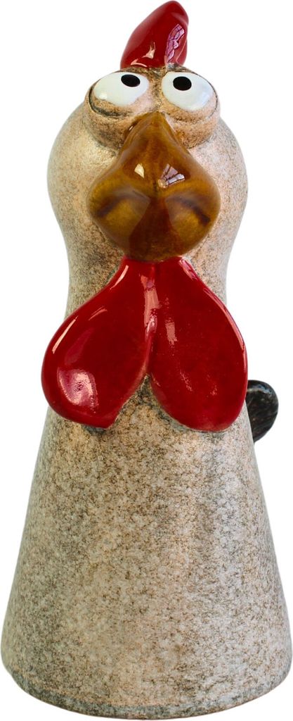 Zaunhocker Huhn weiß aus Keramik Gartendeko Dekofigur Gartenkeramik Keramikfigur