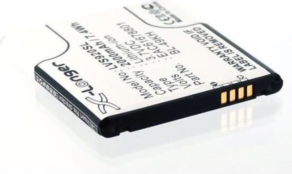 Akku für LG Electronics BL-49KH Li-Ion 3,7 Volt 1800 mAh schwarz.