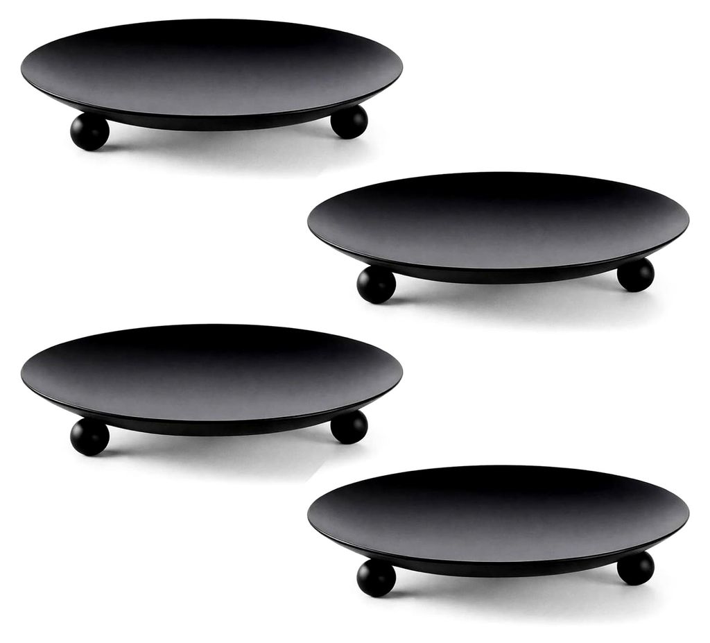 4er Set Metallkerzenhalter Schwarz - 6,8 cm Eisenkerzenständer für Tischdekoration und Feiern