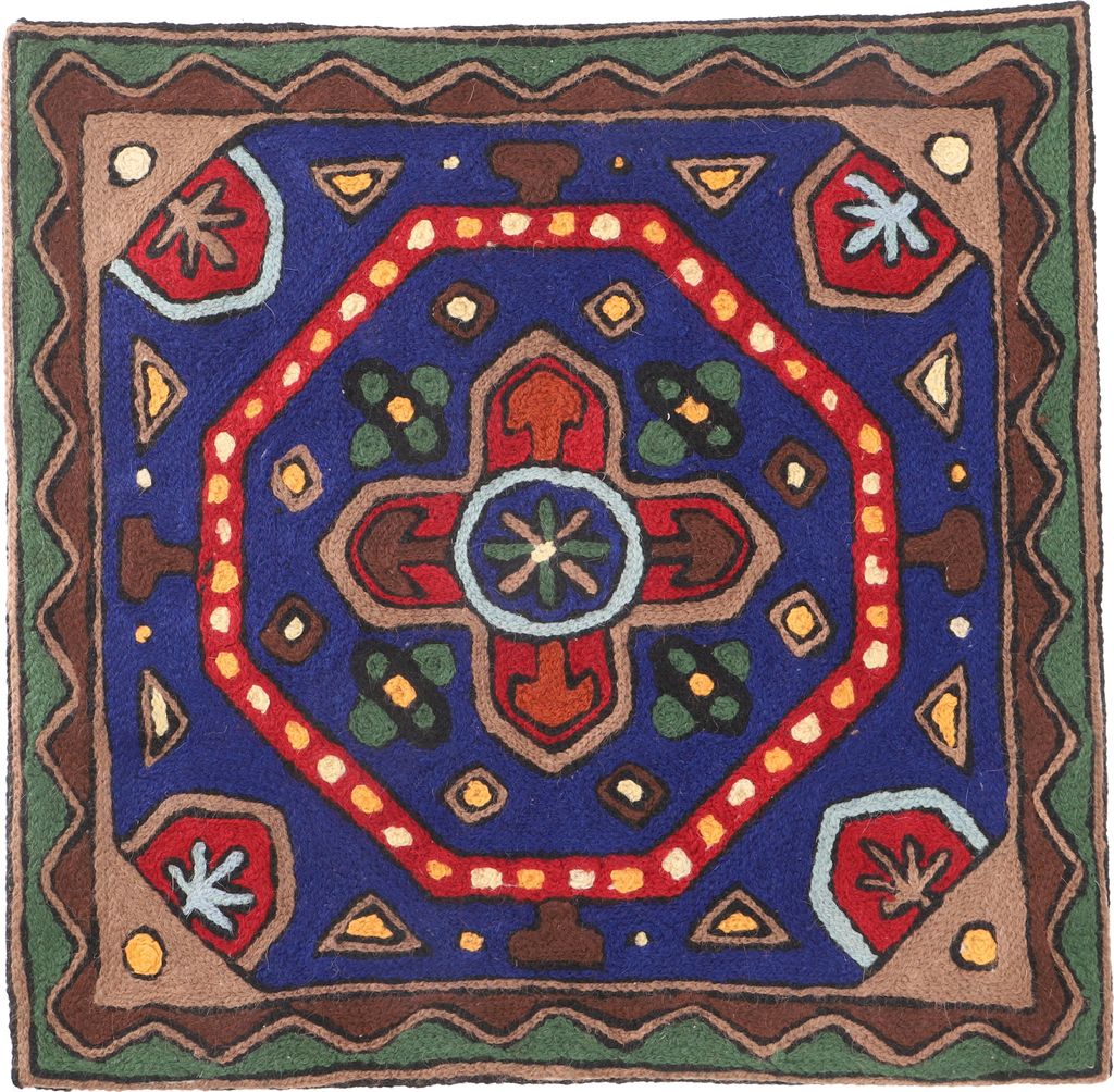 Kelim Kissenhülle `Kaschmir`, Bestickter Kissenbezug, Dekokissen aus Wolle - Muster 35, 40*40*1 cm, Für Zierkissen, Dekokissen, Sofakissen, Sitzk...