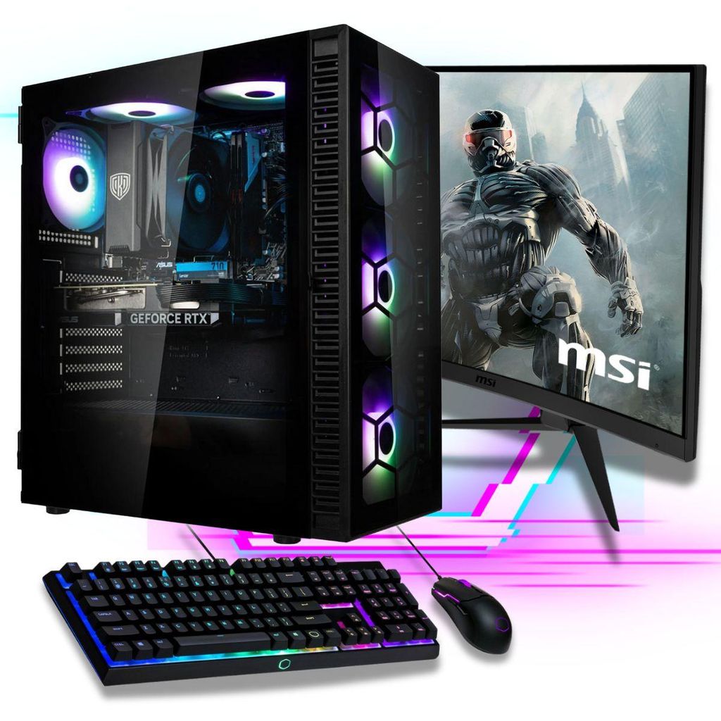Gaming PC Komplett-Set Intel Core i9 12900K - GeForce RTX 5060 8GB - 1TB SSD - 32GB DDR4 - Windows 11 - WLAN - 27" TFT 2K 1ms 100Hz - Tastatur/Maus