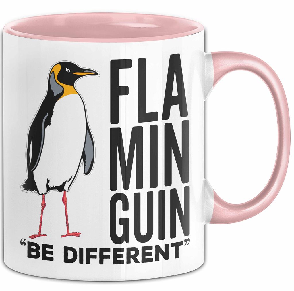 Pinguin Flamingo Tasse Geschenk Lustige Geschenkidee Spruch Flaminguin (Rosa)