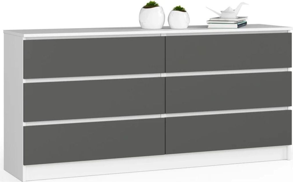 Prostorná šuplíková komoda SAVRILA - bílá / šedá Obrázek produktu 