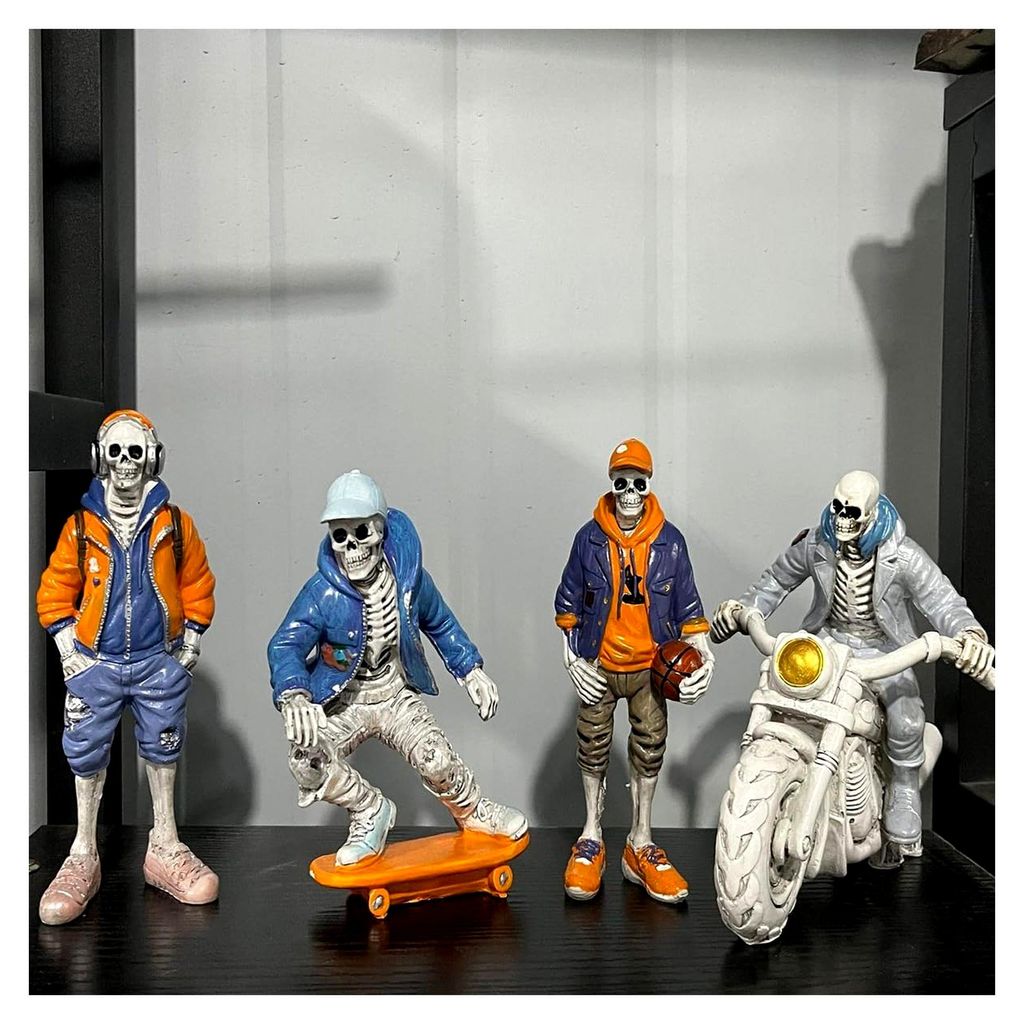 Gothic Skelettfiguren Deko, Mini Harz Skelettfiguren für Halloween und Heimdekoration
